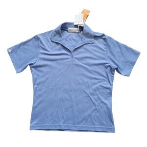 Tehama Women Golf Polo Short Sleeve Blue Collared Hang Em Dry Pima Cotton Sz S